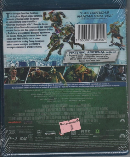 Tortugas Ninja 2 Fuera De Las Sombras Bluray 3d+blu Ray+dvd