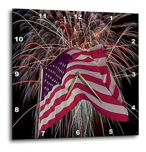 Reloj De Pared - 3drose Fireworks And American Flag-reloj De