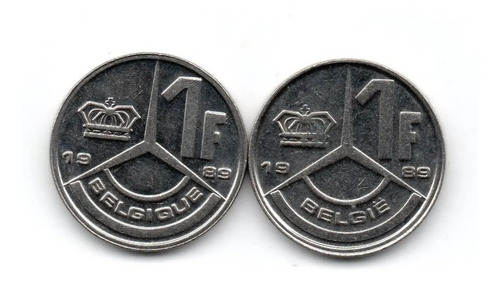 Belgica Lote 2 Monedas 1 Franco Año 1989 Belgie Y Belgique