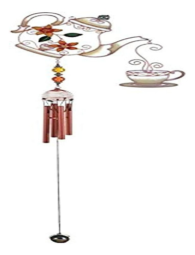 Stealstreet Wind Chime Copper & Gem Teapot Hanging Garden De