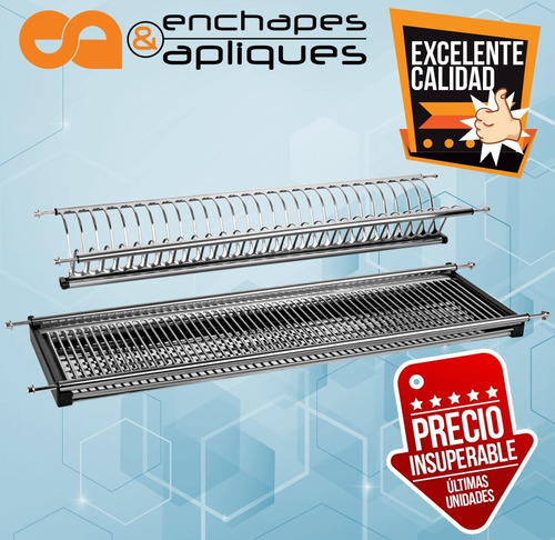 Imagen 4 de 8 de Locero Escurridor Porta Platos 100% Acero Inox F8114 - 60 Cm