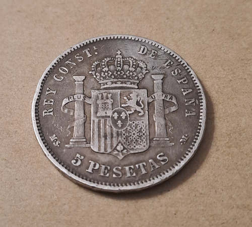 España Moneda 5 Pesetas 1885. Alfonso Xii. Usada