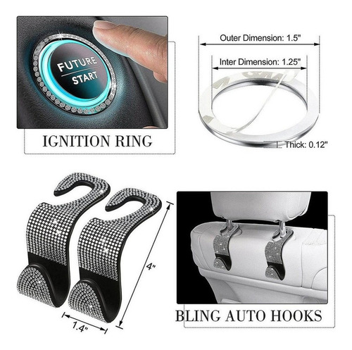 * Conjunto Feminino De Decoração De Carro Bling Bling, 20