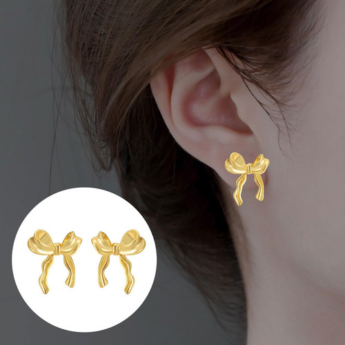 0 Pendientes De Lazo Para Mujer, Regalo De Joyería, Oro