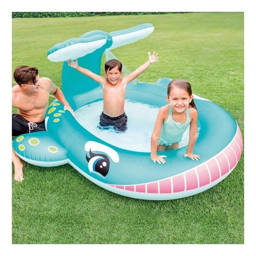 Imagen 4 de 4 de Pileta inflable ballena Intex 57440 200L azul
