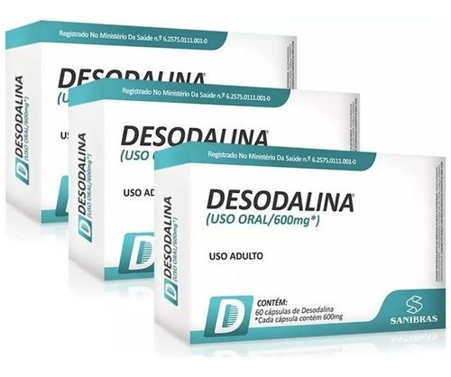 Suplemento em cápsula Sanibras  Desodalina fibra Desodalina em caixa de 0.75g 60 un  pacote x 3 u