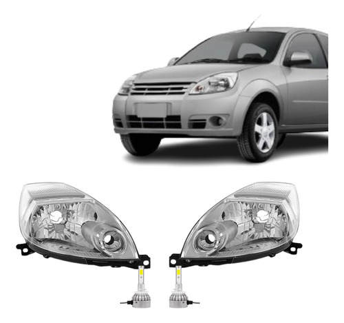 Juego Focos Delanteros Ford Ka 2009 2010 2011 + Cree Led