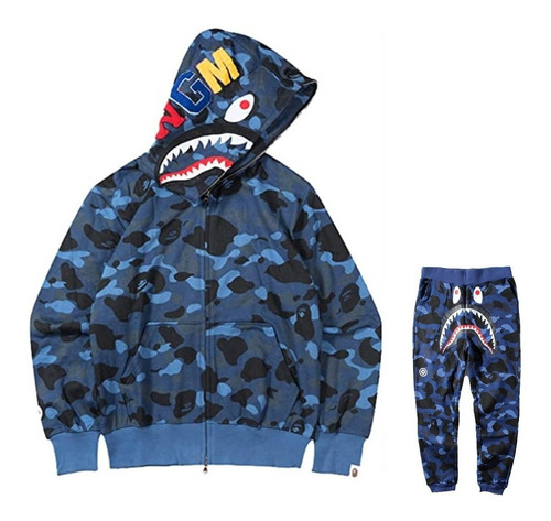 Sudadera Con Capucha Shark Ape Bape Pants Con Cremallera