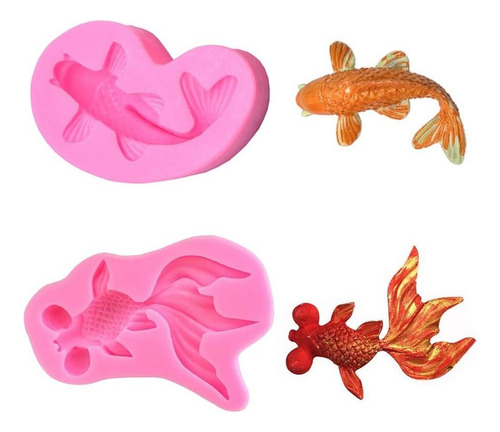  Unids / Set Koi Fish & Goldfish Fondant Molde, Carpa ...