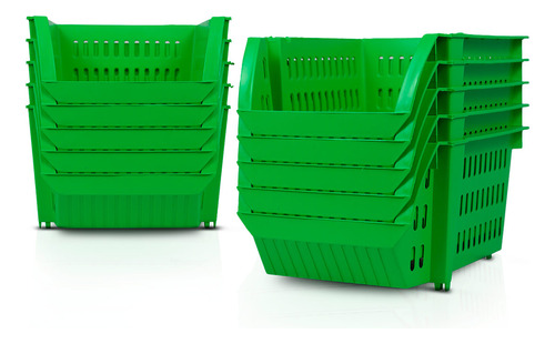 Kit 10 Bin Organizador Mini Cesto Encaixável Verde Limão