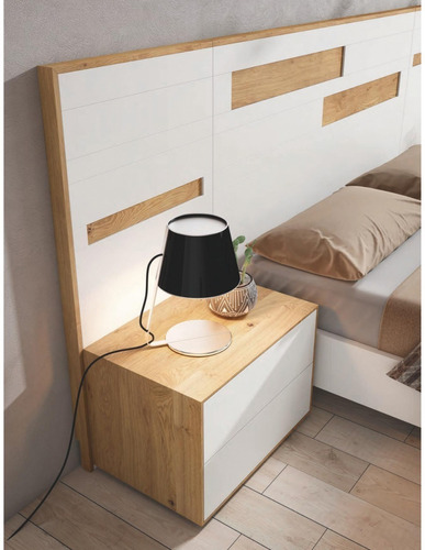 Imagen 3 de 3 de Cama Doble Moderna En Madera Lacado Y Blanco Ref: Laya