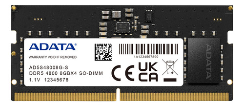 Memoria Ram Sodimm 8gb Ddr5 Adata Ad5s48008g-s Negro