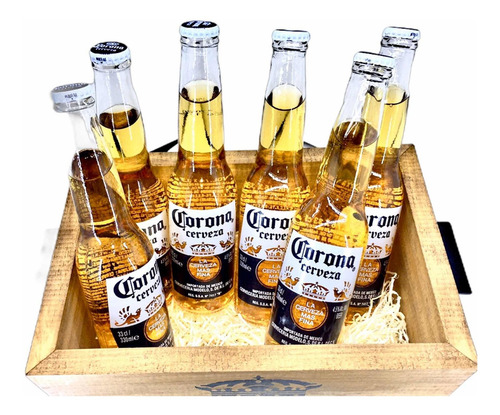Cajón Vintage Corona + 6 Porrones - Perez Tienda -