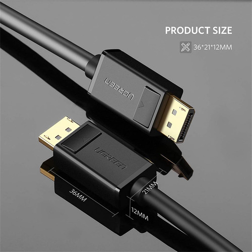 Imagen 6 de 7 de Cable Displayport A Displayport Ugreen Hd 4k 1.5m