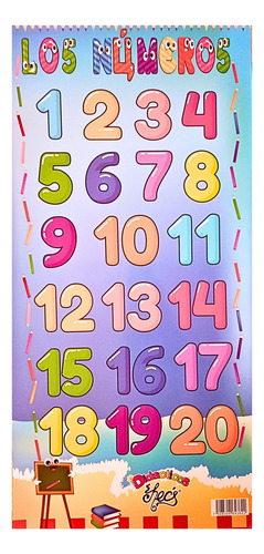 Tabla Pergamino Didacto Preescolar Numeros 1 Al 20 Grandes