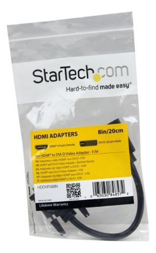 Startech.com Adaptador De Cable De Vídeo Hdmi A Dvi-d De 8 P
