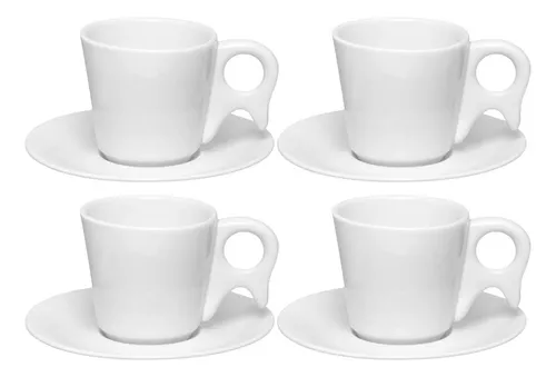 comprar Jogo 4 Xícaras De Café 75ml Com Pires Gênova Oxford Elegante