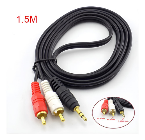 Cabo De Áudio Auxiliar P2 X 2 Rca Macho Estéreo 1,5mt Player