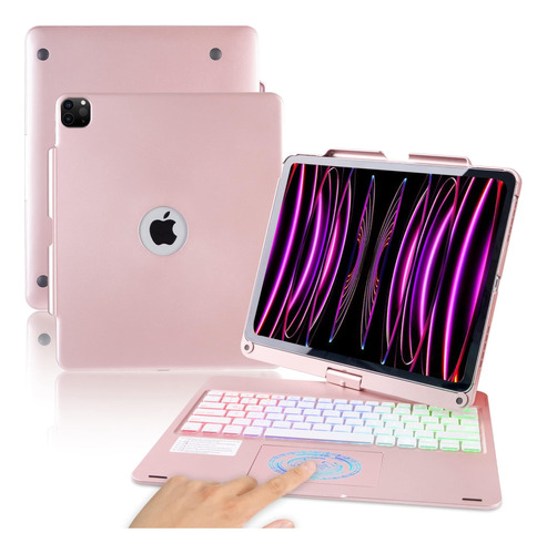 Funda Con Teclado Onhi Para iPad Pro 12.9 2022 Rosa