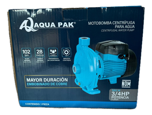Bomba Centrifuga Aqua Pak, 0.75 Hp, 127 V, Aq-cfb75-1127