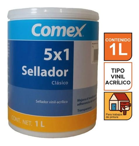 Imagen 1 de 5 de Sellador Vinil-acrílico Comex 5x1 Clásico 1lt