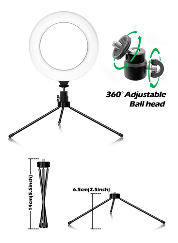 Imagem 10 de 12 de 6in Mini Vídeo Led Luz Conferência Iluminação Kit Clip Estil