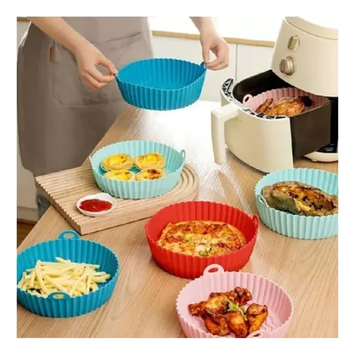 X6 Bandejas De Silicona Para Airfryer Freidora Protector Col