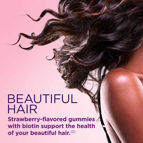 Suplemento en gomitas Nature's Bounty Hair, Skin & Nails carbohidratos sabor fresa en pote 40 un