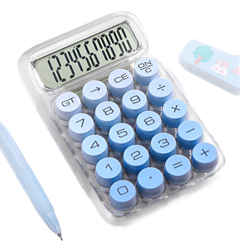 Calculadora 12 Digitos Teclado Mecanico Degrade Transparente