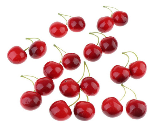 20 Piezas Cerezas Artificiales Fruta Large Double Red
