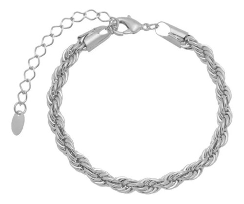 Pulseira Pri Cordão Baiano Folheada Em Ródio Branco Piuka Comprimento 15 Cm Cor Prateado Diâmetro 15 Cm