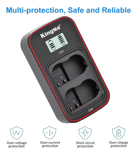 Cargador Doble Kingma P/ Nikon Z8 Z7ii Z6ii Z5 D7500 D800 Negro