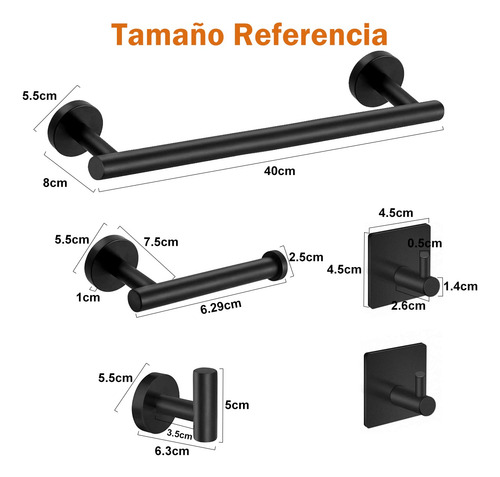 Set De 5 Accesorios Para Baño Acero Inoxidable