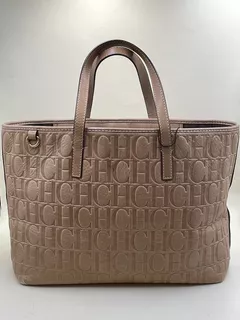 Bolsa Tote Carolina Herrera Embossed Beige