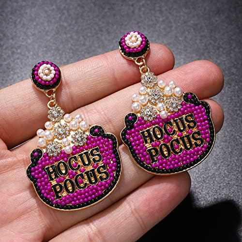 Pendientes Colgantes Con Cuentas De Caldero De Hocus Pocus D