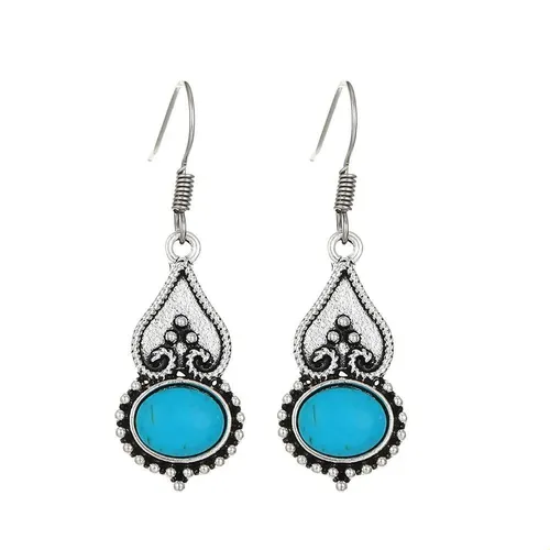Brincos Com Pingente Boho Com Pedra Turquesa — foto 1