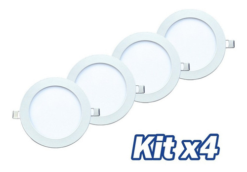 Kit X Und Panel Led Redondo Fullwat Incrustar  9w 6500k