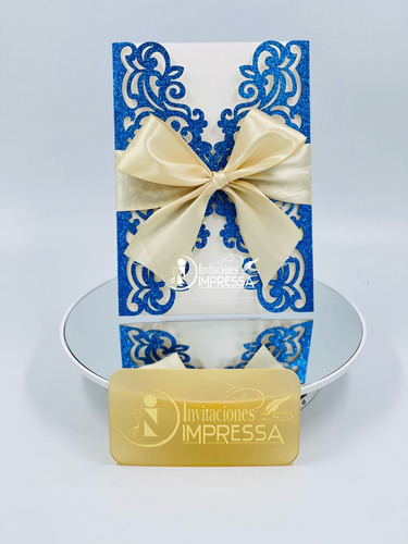 180 Sobres Glitter Para Invitación Corteláser Princeso 13x18 Azul