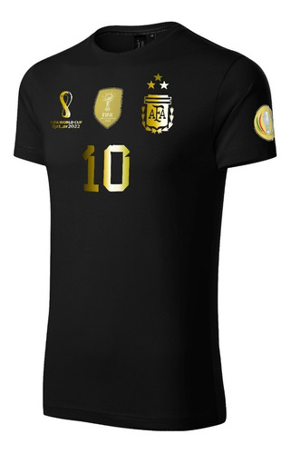 Remera-camiseta Seleccion Argentina Mundial Qatar Gold Messi