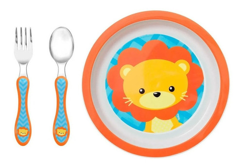 Kit Infantil Pratinho + Talheres Buba ® Leão Leãozinho