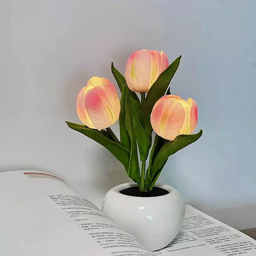 Lámpara De Mesita De Noche Con Luz Led Tulip
