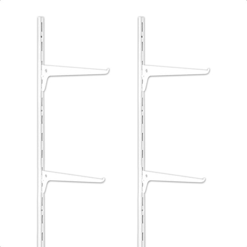4x Trilho Cremalheira Simples 2m + 12 Suportes 30cm Branco