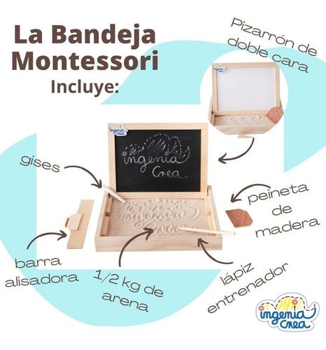 Bandeja Didáctica Montessori Ingeniacrea+pizarron Doble Cara