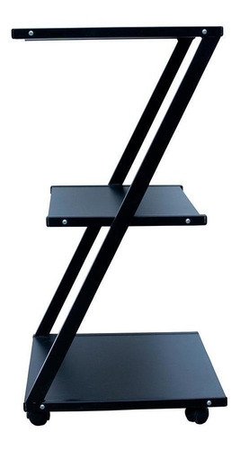 Mesa Auxiliar Carrinho Z 3 Prateleiras Linha Black Estúdio