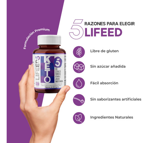 Imagen 5 de 7 de Lifeed Keto Bhb Cetonas Vitamina C Jengibre Vinagre Manzana
