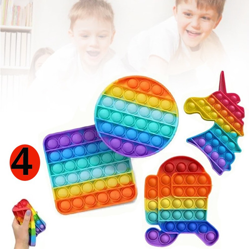 4 Unids/kit Rainbow Pionee Fidget Pop It Fidget Juguete