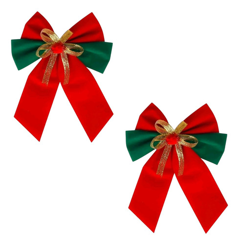 Kit 10 Adornos Navideños Lazo Doble Decorado 11 X 15cm -