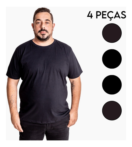 Kit 4 Camiseta Plus Size Masculina Algodão G1 Ao G3 By Zaroc