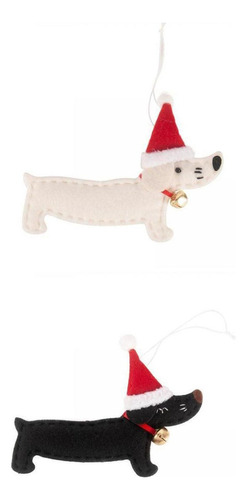 2x Colgantes Navideños Decorativos Adorno De Perro Salchicha