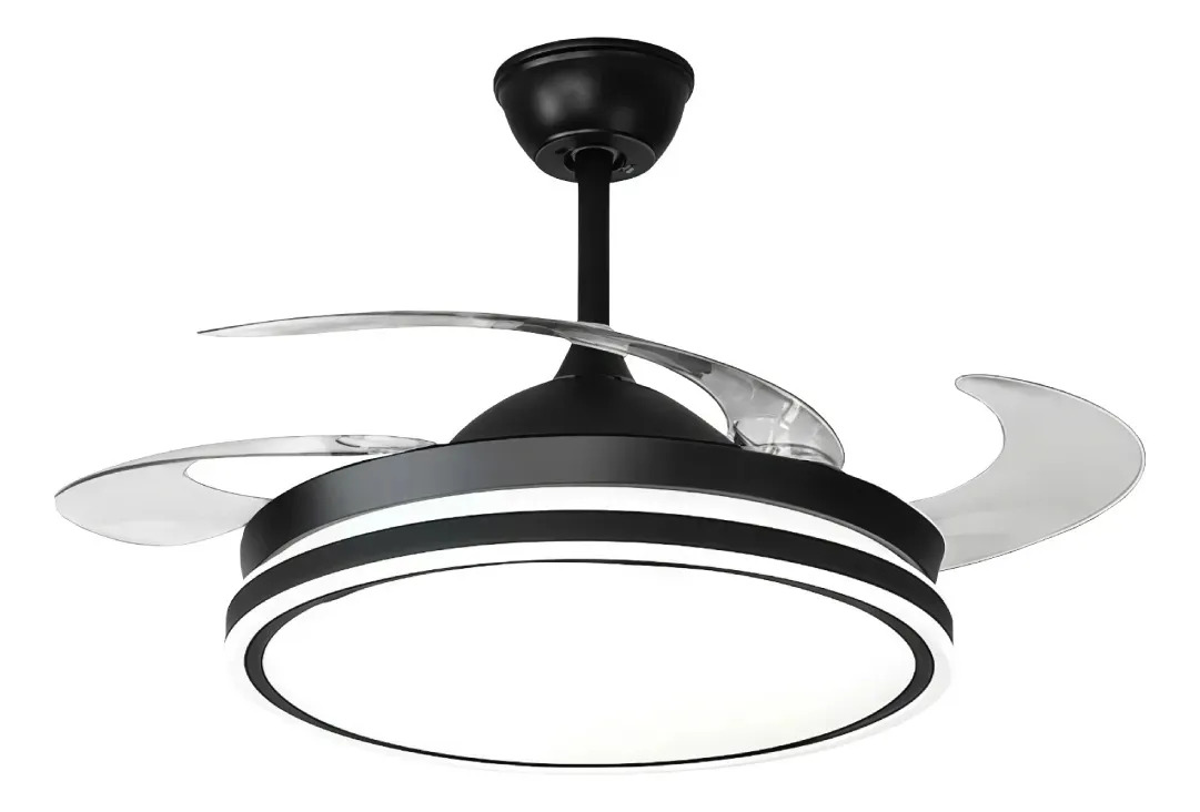 Ventilador De Techo Retráctil EVVO CF-433 Luz Led Negro